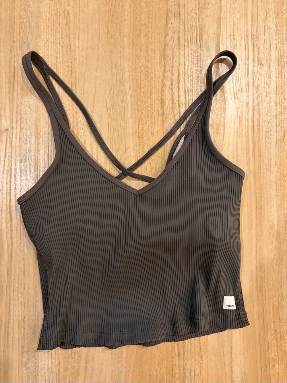 Vuori rib crop tank top olive green size Medium - Picture 2 of 3